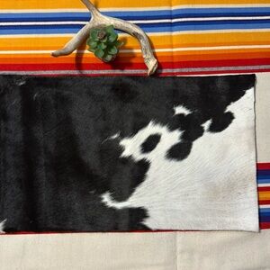 1 - New Handmade Real Cowhide Leather Pillow Cover Hair On ~ 20” x 12”